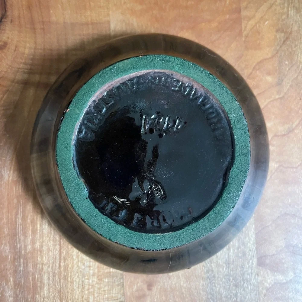 Vintage MCM Handmade Murztal Austria Ceramic Pottery Bowl Drip Black Brown 5.5" - Picture 5 of 6
